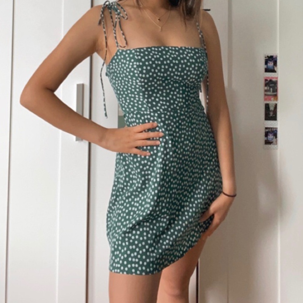 green floral dress
